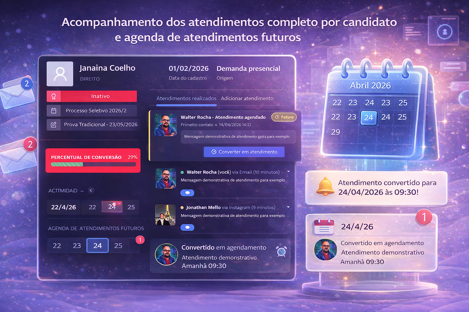 Tela de atendimentos Zaryn